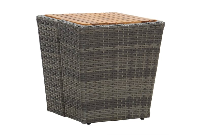 Tebord grå 41,5x41,5x43 cm konstrotting och massivt akaciatr - Grå - Utemöbler - Balkong - Balkongmöbler - Balkongbord