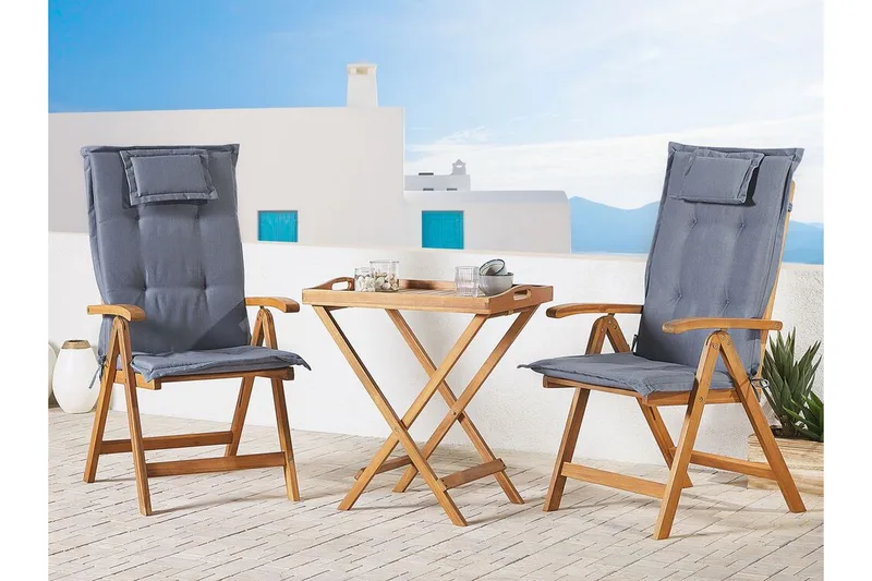 Balkongset av Utebord och 2 Utestolar blå JAVA - Trä/natur - Utemöbler - Balkong - Balkongmöbler - Balkonggrupp & balkongset