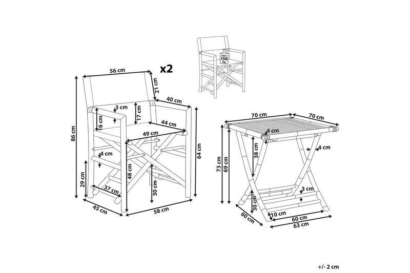 Balkongset vit/beige MOLISE/SPELLO - Trä/natur - Utemöbler - Balkong - Balkongmöbler - Balkonggrupp & balkongset