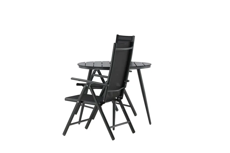 Break Caféset Rund Ø90 cm + 2 Break Positionsstol - Svart - Utemöbler - Balkong - Balkongmöbler - Balkonggrupp & balkongset