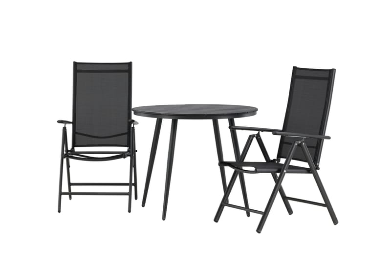 Break Caféset Rund Ø90 cm + 2 Break Positionsstol - Svart - Utemöbler - Balkong - Balkongmöbler - Balkonggrupp & balkongset