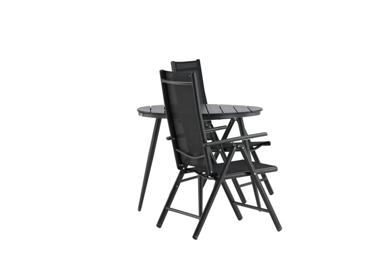 Break Caféset Rund Ø90 cm + 2 Break Positionsstol - Svart - Utemöbler - Balkong - Balkongmöbler - Balkonggrupp & balkongset