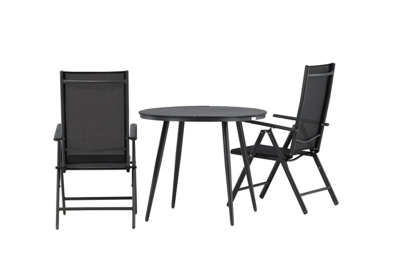 Break Caféset Rund Ø90 cm + 2 Break Positionsstol - Svart - Utemöbler - Balkong - Balkongmöbler - Balkonggrupp & balkongset