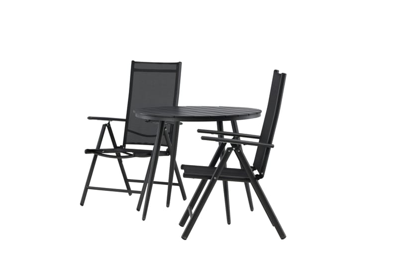 Break Caféset Rund Ø90 cm + 2 Break Positionsstol - Svart - Utemöbler - Balkong - Balkongmöbler - Balkonggrupp & balkongset