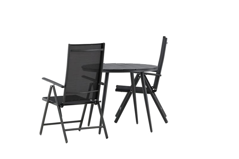 Break Caféset Rund Ø90 cm + 2 Break Positionsstol - Svart - Utemöbler - Balkong - Balkongmöbler - Balkonggrupp & balkongset