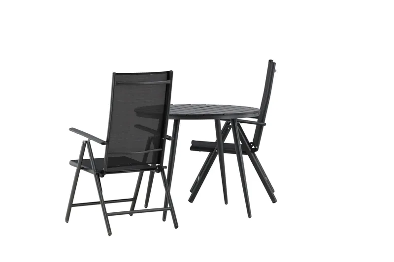 Break Caféset Rund Ø90 cm + 2 Break Positionsstol - Svart - Utemöbler - Balkong - Balkongmöbler - Balkonggrupp & balkongset