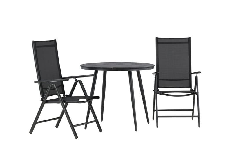 Break Caféset Rund Ø90 cm + 2 Break Positionsstol - Svart - Utemöbler - Balkong - Balkongmöbler - Balkonggrupp & balkongset