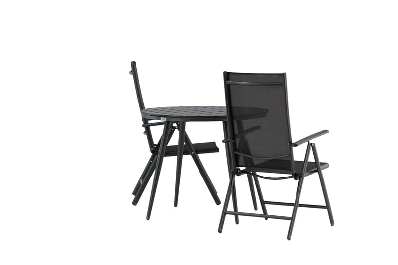Break Caféset Rund Ø90 cm + 2 Break Positionsstol - Svart - Utemöbler - Balkong - Balkongmöbler - Balkonggrupp & balkongset