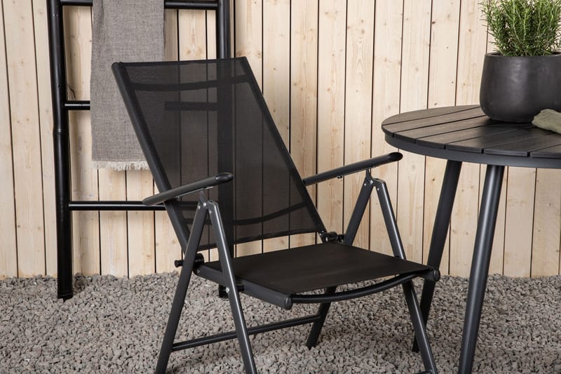 Break Caféset Rund Ø90 cm + 2 Break Positionsstol - Svart - Utemöbler - Balkong - Balkongmöbler - Balkonggrupp & balkongset