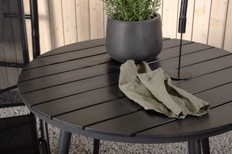 Break Caféset Rund Ø90 cm + 2 Break Positionsstol - Svart - Utemöbler - Balkong - Balkongmöbler - Balkonggrupp & balkongset