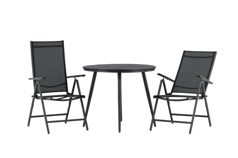 Break Caféset Rund Ø90 cm + 2 Break Positionsstol - Svart - Utemöbler - Balkong - Balkongmöbler - Balkonggrupp & balkongset