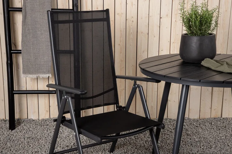 Break Caféset Rund Ø90 cm + 2 Break Positionsstol - Svart - Utemöbler - Balkong - Balkongmöbler - Balkonggrupp & balkongset