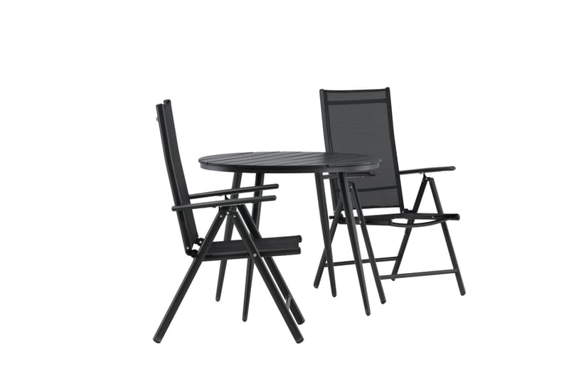 Break Caféset Rund Ø90 cm + 2 Break Positionsstol - Svart - Utemöbler - Balkong - Balkongmöbler - Balkonggrupp & balkongset