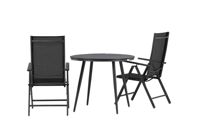 Break Caféset Rund Ø90 cm + 2 Break Positionsstol - Svart - Utemöbler - Balkong - Balkongmöbler - Balkonggrupp & balkongset