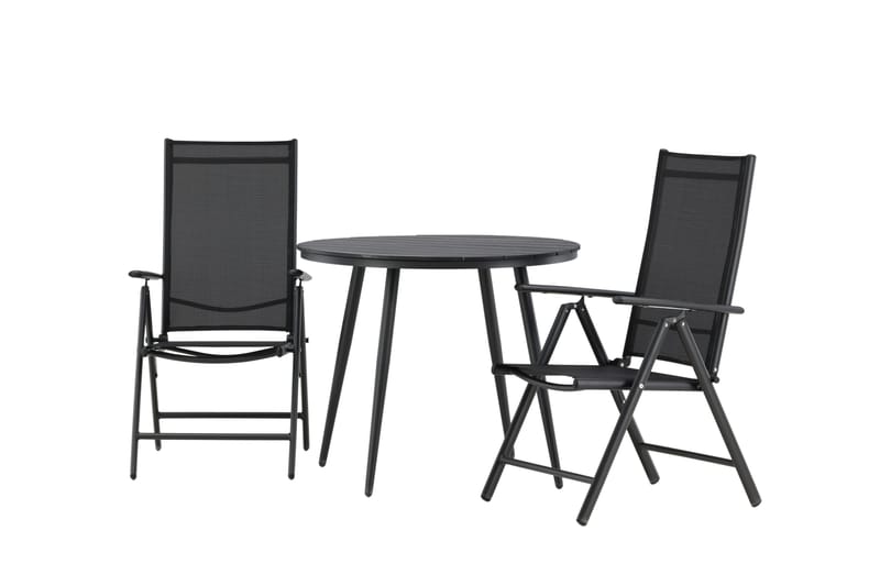 Break Caféset Rund Ø90 cm + 2 Break Positionsstol - Svart - Utemöbler - Balkong - Balkongmöbler - Balkonggrupp & balkongset