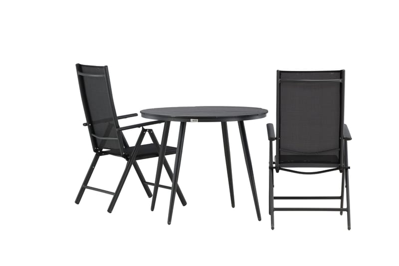 Break Caféset Rund Ø90 cm + 2 Break Positionsstol - Svart - Utemöbler - Balkong - Balkongmöbler - Balkonggrupp & balkongset