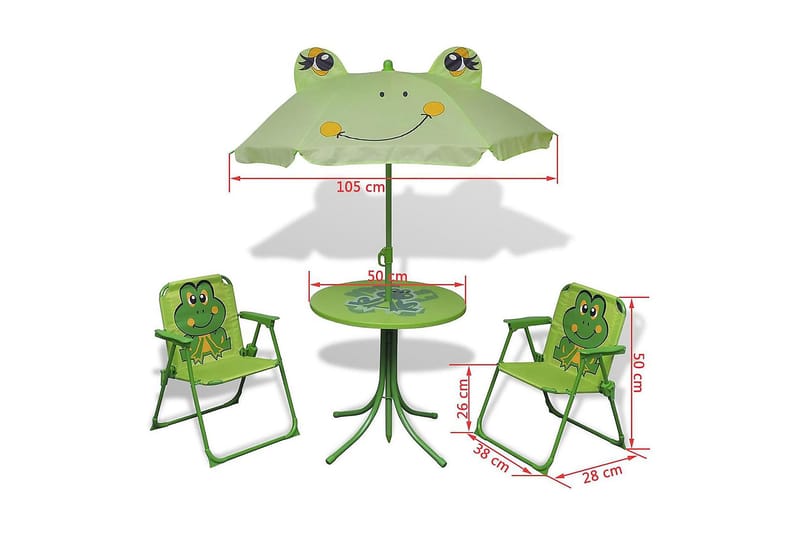 Cafébord för barn med parasoll 3 delar grön - Grön - Utemöbler - Balkong - Balkongmöbler - Balkonggrupp & balkongset