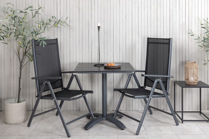 Colorado Caféset 70 cm + 2 Break Positionsstolar - Svart - Utemöbler - Balkong - Balkongmöbler - Balkonggrupp & balkongset