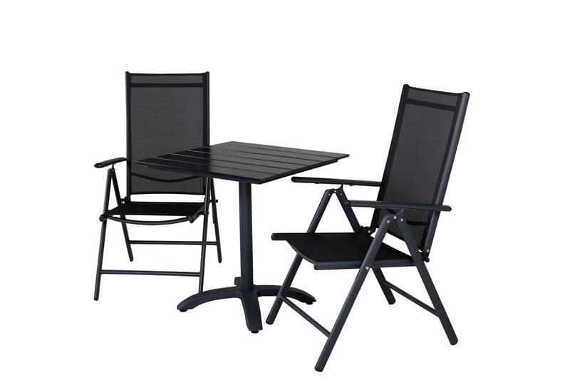 Colorado Caféset 70 cm + 2 Break Positionsstolar - Svart - Utemöbler - Balkong - Balkongmöbler - Balkonggrupp & balkongset