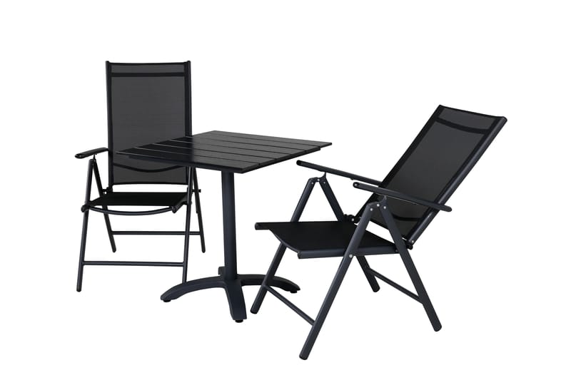 Colorado Caféset 70 cm + 2 Break Positionsstolar - Svart - Utemöbler - Balkong - Balkongmöbler - Balkonggrupp & balkongset