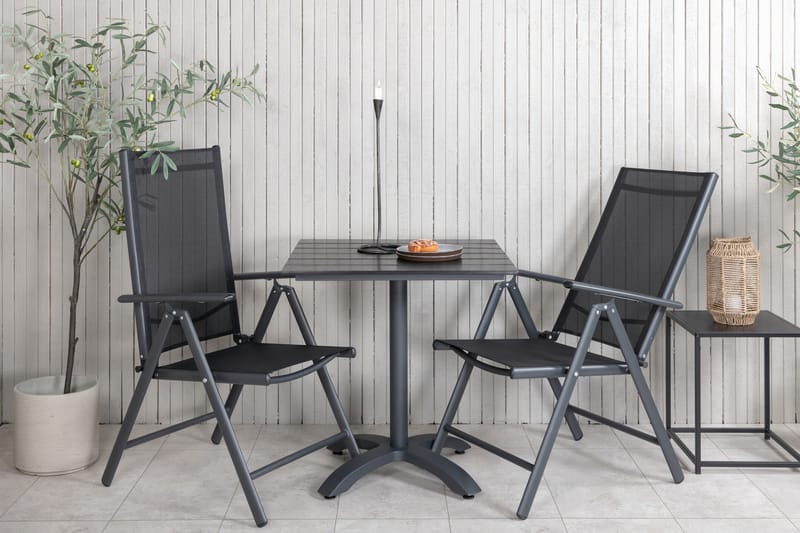 Colorado Caféset 70 cm + 2 Break Positionsstolar - Svart - Utemöbler - Balkong - Balkongmöbler - Balkonggrupp & balkongset