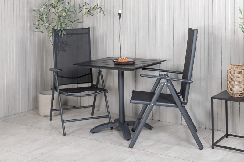 Colorado Caféset 70 cm + 2 Break Positionsstolar - Svart - Utemöbler - Balkong - Balkongmöbler - Balkonggrupp & balkongset