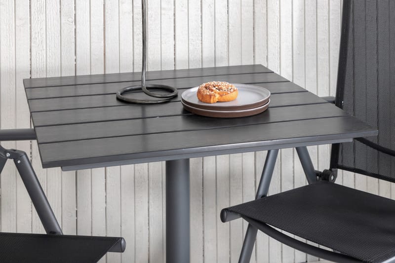 Colorado Caféset 70 cm + 2 Break Positionsstolar - Svart - Utemöbler - Balkong - Balkongmöbler - Balkonggrupp & balkongset