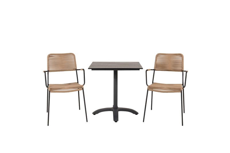 Colorado Caféset 70 cm + 2 Lindos Utefåtöljer - Svart - Utemöbler - Balkong - Balkongmöbler - Balkonggrupp & balkongset