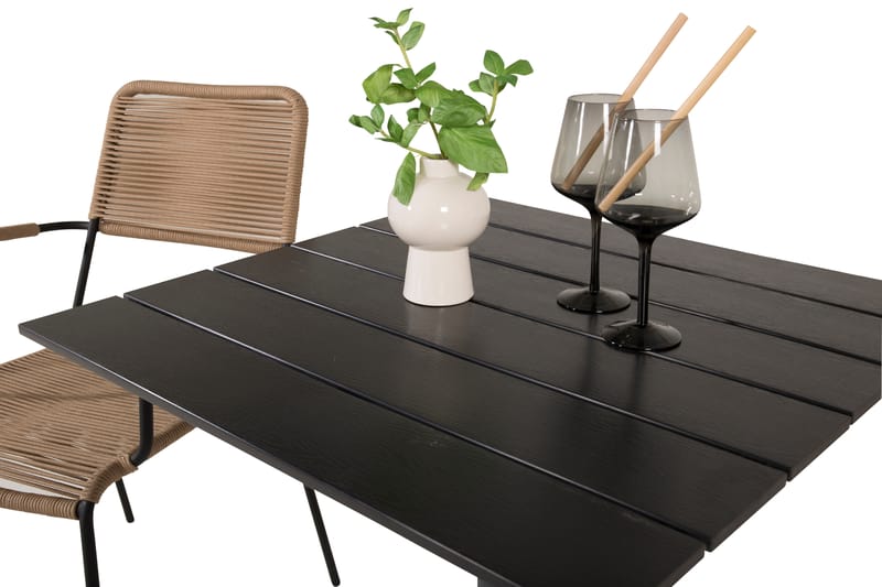 Colorado Caféset 70 cm + 2 Lindos Utefåtöljer - Svart - Utemöbler - Balkong - Balkongmöbler - Balkonggrupp & balkongset