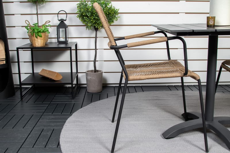 Colorado Caféset 70 cm + 2 Lindos Utefåtöljer - Svart - Utemöbler - Balkong - Balkongmöbler - Balkonggrupp & balkongset