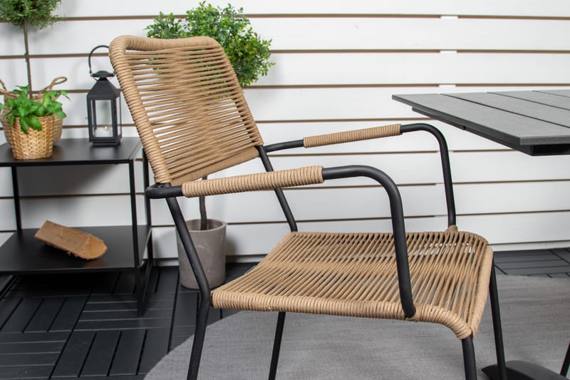 Colorado Caféset 70 cm + 2 Lindos Utefåtöljer - Svart - Utemöbler - Balkong - Balkongmöbler - Balkonggrupp & balkongset