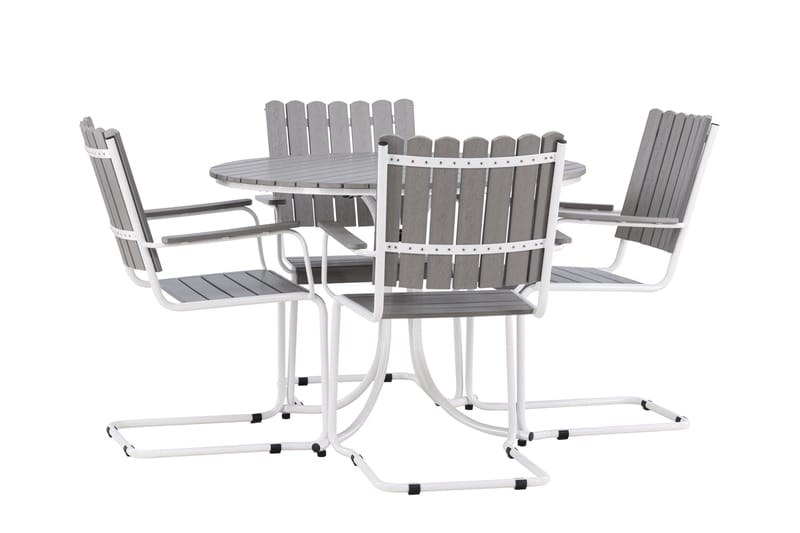 Holmsund Balkonggrupp 4-sits - Grå/Vit - Utemöbler - Balkong - Balkongmöbler - Balkonggrupp & balkongset