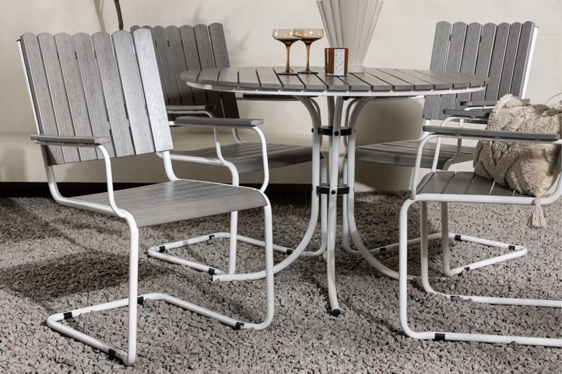 Holmsund Balkonggrupp 4-sits - Grå/Vit - Utemöbler - Balkong - Balkongmöbler - Balkonggrupp & balkongset