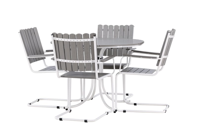 Holmsund Balkonggrupp 4-sits - Grå/Vit - Utemöbler - Balkong - Balkongmöbler - Balkonggrupp & balkongset