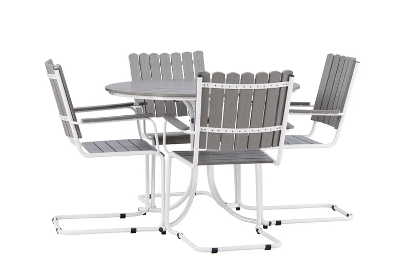 Holmsund Balkonggrupp 4-sits - Grå/Vit - Utemöbler - Balkong - Balkongmöbler - Balkonggrupp & balkongset