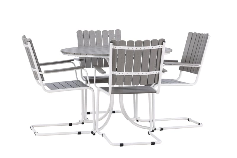 Holmsund Balkonggrupp 4-sits - Grå/Vit - Utemöbler - Balkong - Balkongmöbler - Balkonggrupp & balkongset