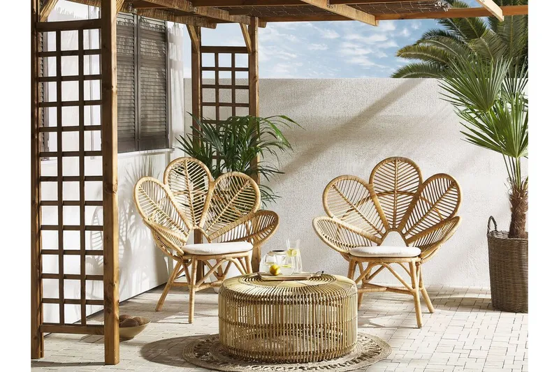 Limni Balkongset 140 cm + 2 Lorentine Utefåtöljer - Trä/Natur - Utemöbler - Balkong - Balkongmöbler - Balkonggrupp & balkongset