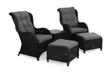 Marcus Caféset med 2 Öronlappsfåtöljer med Fotpall m Dyna