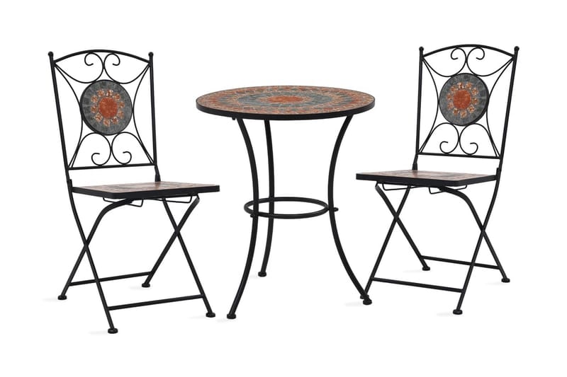 Mosaikbord 3 st keramik orange/grå - Orange - Balkonggrupp & balkongset - Cafeset