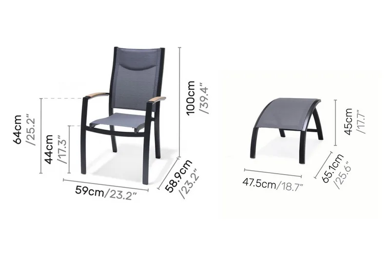 Panama Caféset 50x50 cm + 2 Utestolar Grå - Lifestyle Garden - Utemöbler - Balkong - Balkongmöbler - Balkonggrupp & balkongset