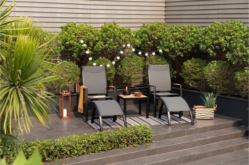 Panama Caféset 50x50 cm + 2 Utestolar Svart - Lifestyle Garden - Utemöbler - Balkong - Balkongmöbler - Balkonggrupp & balkongset