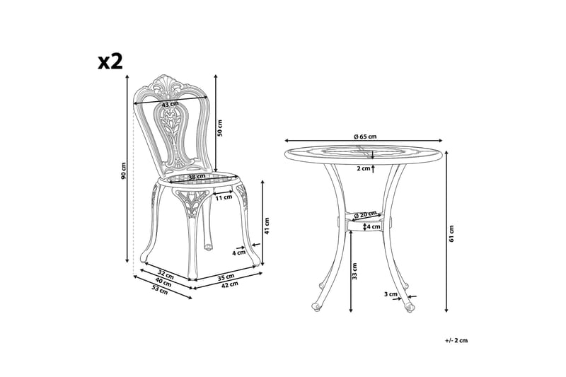 Radogna Balkongset 65 cm + 2 Utestolar - Brun - Utemöbler - Balkong - Balkongmöbler - Balkonggrupp & balkongset