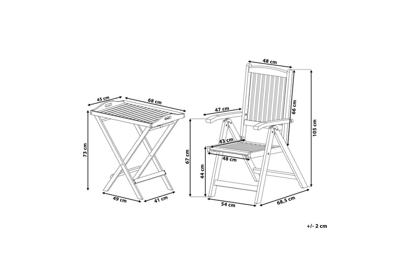 Riliegh Balkongset 68 cm + 2 Utestolar - Grafitgrå - Utemöbler - Balkong - Balkongmöbler - Balkonggrupp & balkongset