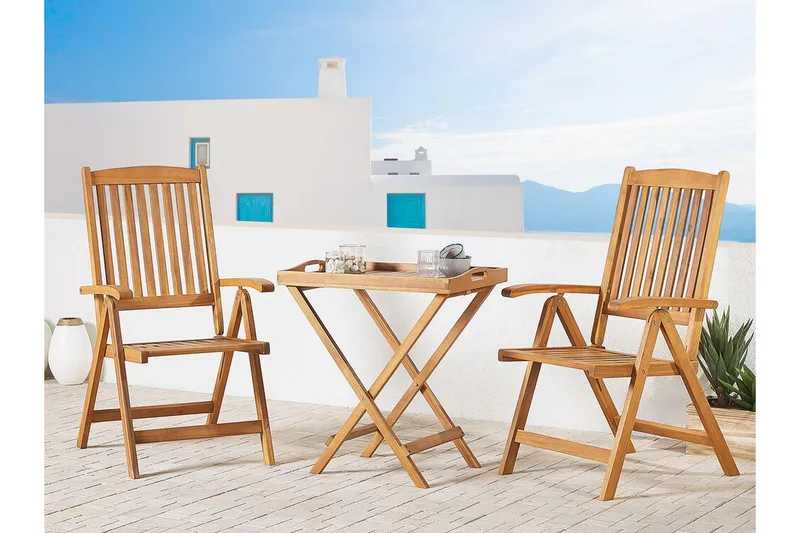 Trädgårdsmöbelset av Utebord och 2 Utestolar JAVA - Trä/natur - Utemöbler - Balkong - Balkongmöbler - Balkonggrupp & balkongset