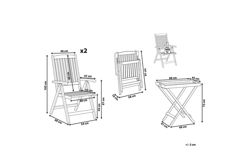 Trädgårdsmöbelset av Utebord och 2 Utestolar JAVA - Trä/natur - Utemöbler - Balkong - Balkongmöbler - Balkonggrupp & balkongset