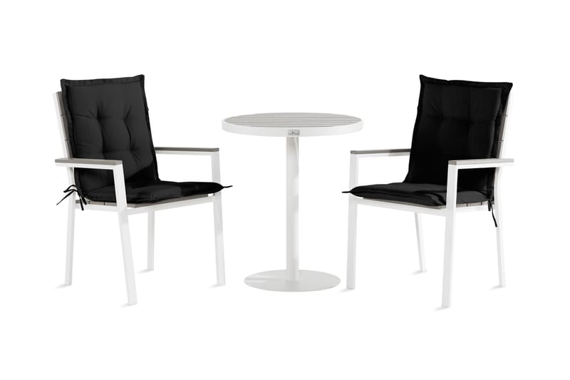 Tunis Caféset 70x70 + 2 Stapelstolar m Dyna - Vit/Grå/Svart - Utemöbler - Utegrupp - Cafeset