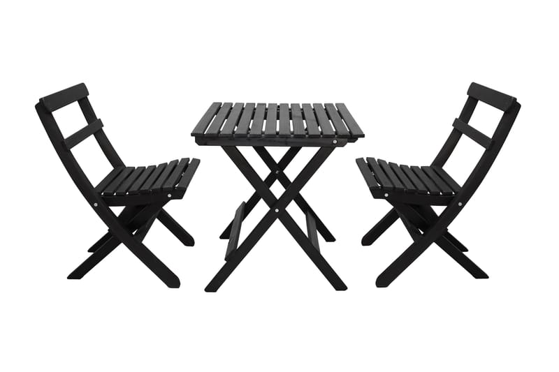 Wilma Caféset 65x65 cm + 2 Utestolar Grå/Vit - Baltic Garden - Utemöbler - Balkong - Balkongmöbler - Balkonggrupp & balkongset