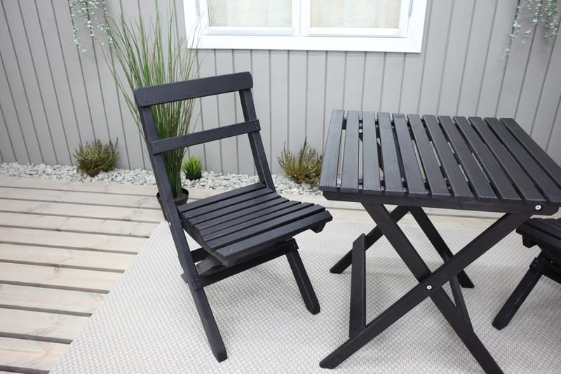 Wilma Caféset 65x65 cm + 2 Utestolar Grå/Vit - Baltic Garden - Utemöbler - Balkong - Balkongmöbler - Balkonggrupp & balkongset