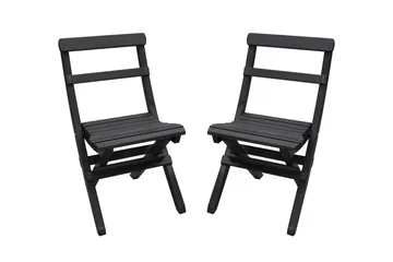 Wilma Caféset 65x65 cm + 2 Utestolar Grå/Vit - Baltic Garden - Utemöbler - Balkong - Balkongmöbler - Balkonggrupp & balkongset