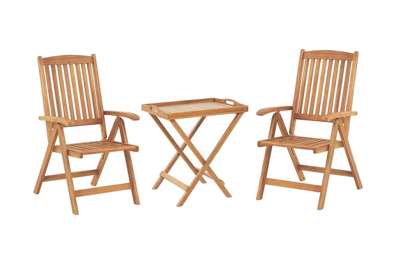 Balkongset av bord och 2 stolar krämvit JAVA - Trä/natur - Balkonggrupp & balkongset - Cafeset